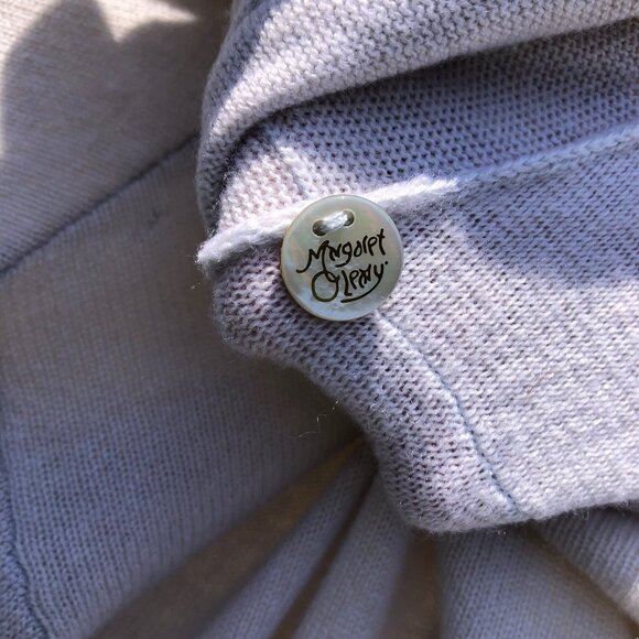 Margaret O’Leary Small Cashmere Cardigan Top Sweater Open Gray Cream Long Sleeve - Picture 7 of 8